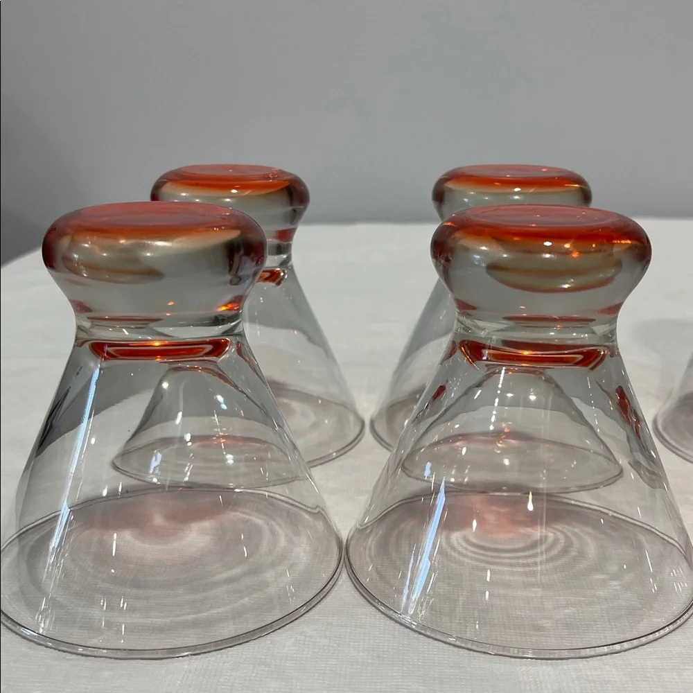 Crate & Barrel DIZZY Red Footed Cocktail Martini Cosmo Glasses Set 6 MCM style